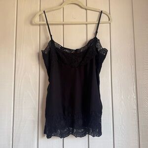 Majorelle Black Sleeveles Top with Lace Detailing
